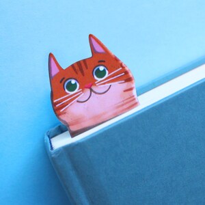 Handmade Cute Cat Bookmark Bengal Cat Book Lovers, Glossy Bookmarks Cat Lover Gift, Bookworm Gift, Birthday Gift image 4