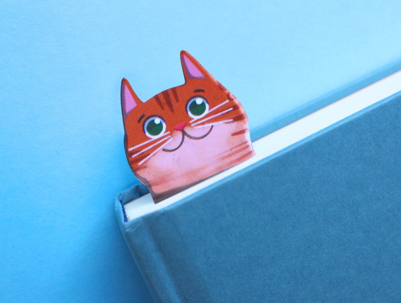 Handmade Cute Cat Bookmark Bengal Cat Book Lovers, Glossy Bookmarks Cat Lover Gift, Bookworm Gift, Birthday Gift image 4