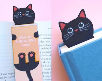 Handmade Cute Cat Bookmark - Black Cat | Book Lovers, Glossy Bookmarks | Cat Lover Gift, Bookworm Gift, Birthday Gift