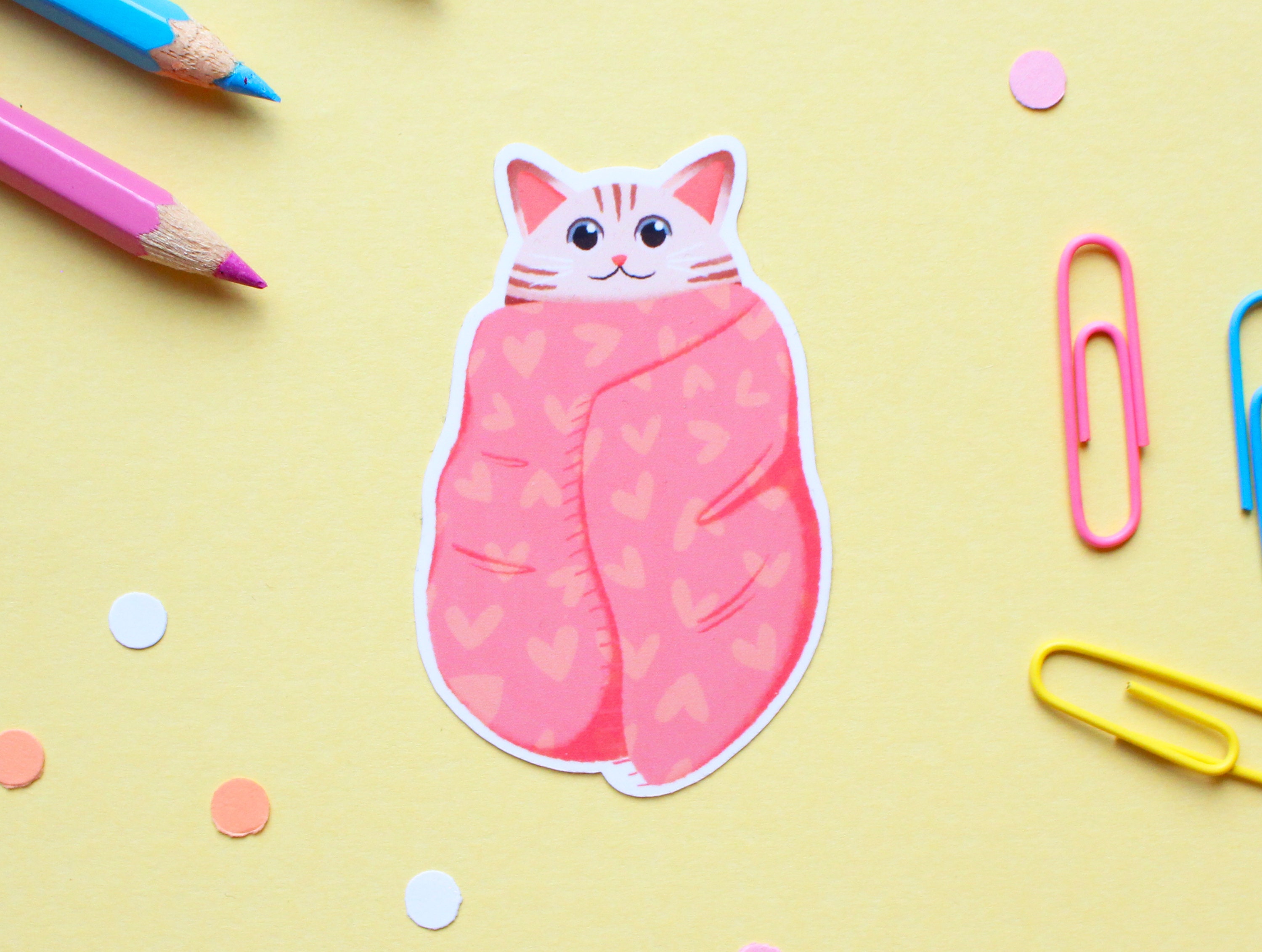 Cute Cat Sticker Burrito / Blanket Cute Animal Sticker Etsy Polska