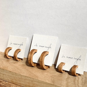 Round Oak Wood Hoop Earrings Handmade, Wooden Ear Stud, Minimalist Natural Boho Style Jewelry, Country Theme