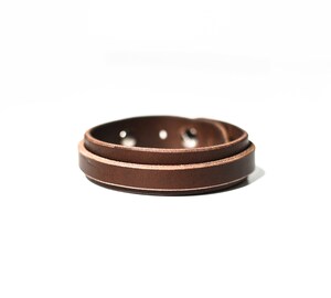 Bracelet Manchette En Cuir Véritable Réglable – Cadeau Homme Minimaliste – Taille Ajustable 4,3 à 9,5 Cm