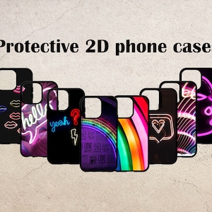 Colorful Phone Case Neon Lights iPhone 14 13 12 11 Pro Max Case Cover Funny Rainbow High Quality Print TPU Shockproof Protect