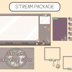 Succulents | Twitch Stream Bundle Package | Overlays, Panels, VTuber, Layouts