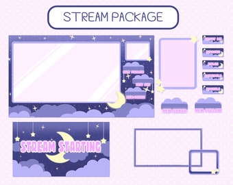 Moody Night | Twitch Stream Bundle Package | Overlays, Panels, VTuber, Layouts