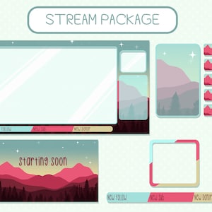 Summer Mountains / Twitch Stream Bundle Package / Sovrapposizioni, Pannelli, VTuber, Layout