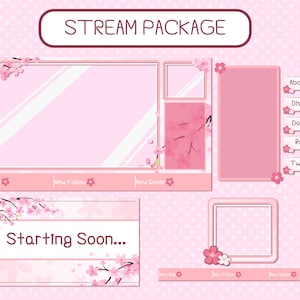 Sakura | Twitch Stream Bundle Package | Overlays, Panels, VTuber, Layouts