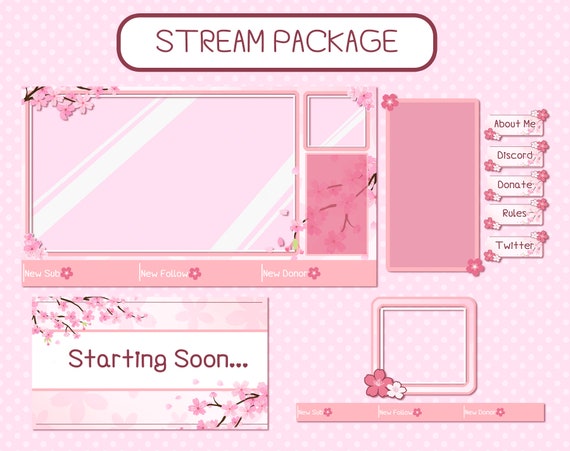 Pink Sakura Just Chatting Stream Overlay 