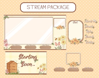 Spring Time Floral  | Twitch Stream Bundle Package | Overlays, Panels, VTuber, Layouts