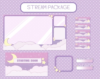 Pastel Nights | Twitch Stream Bundle Package | Overlays, Panels, VTuber, Layouts