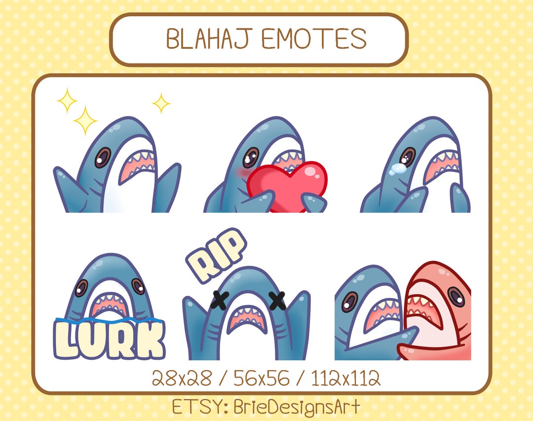 Blahaj Emotes Pack for Twitch /blue Shark/cute Shark Etsy Australia