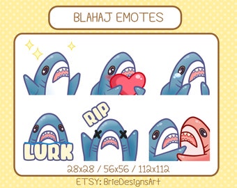 Blahaj Emotes Pack for Twitch /Blue Shark/Cute Shark