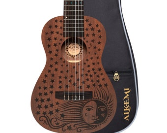 Alkemi Guitalele 30" Etched "6 String Ukulele" All Mahogany with Quality Gigbag