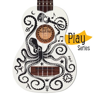 Alkemi Ukulele  PLAY Series 21&quot; Soprano White Octopus with Gigbag