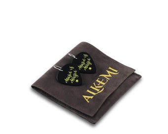 Alkemi Guitar Pick "Music is Magic" Earrings - Black and Yellow