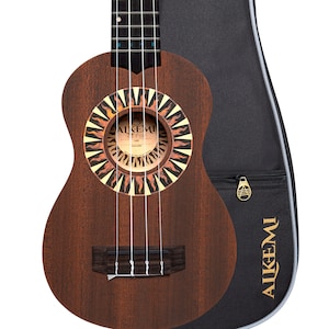 Alkemi Ukulele 21&quot; Soprano Signature Rosette All Mahogany with Quality Gigbag