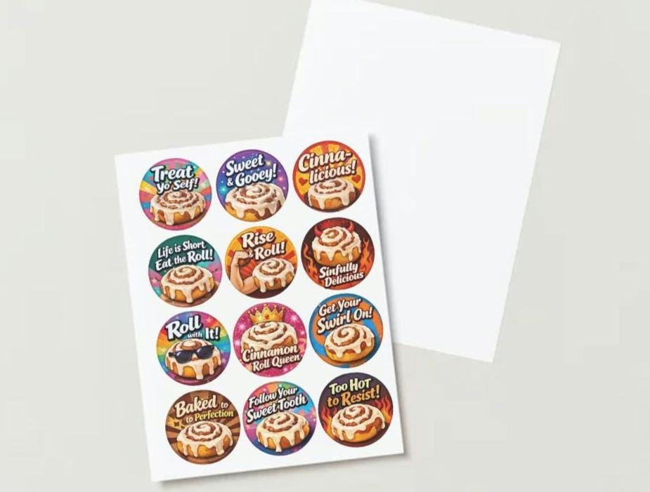 Fun Cinnamon Roll Labels | Product Labels, Edible Images, Cupcake ...