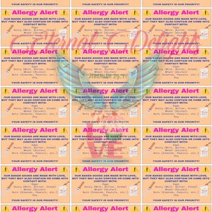 21 Stück Lebensmittelallergie Warnschilder/Aufkleber - Papier Allergenhinweis, rechteckig, englische Sprache, bedruckbar **NUR DIGITALER DOWNLOAD**