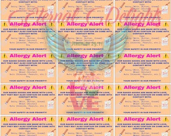 21pcs Food Allergy Warning Labels/Stickers- Paper Allergen Advisory, Rectangle, English Language, Printable**DIGITAL DOWNLOAD ONLY**
