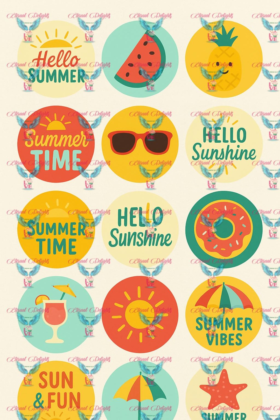 Summer Themed Printable Stickers | Fun Summer Edible Images, Cupcake ...