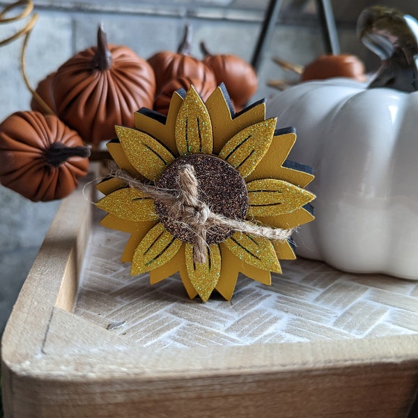 Fall Tiered Tray Decor, Sunflower Tier Tray, Fall Tray Stander, Fall 3d sign, shelf setter, autumn mantel, Sunflower Mini Setter