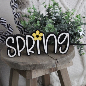 Spring Mini Tiered tray stander, Spring Sign, wooden flower sign, Spring words, Lady bug Tiered Tray, Spring Tier Tray Decor