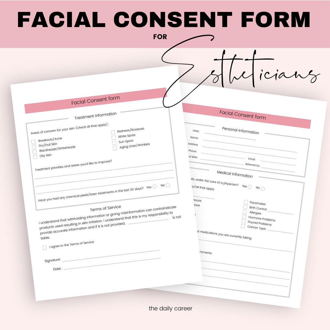 Facial Consent Form, Digital Download, Digital Intake Form, Client ...