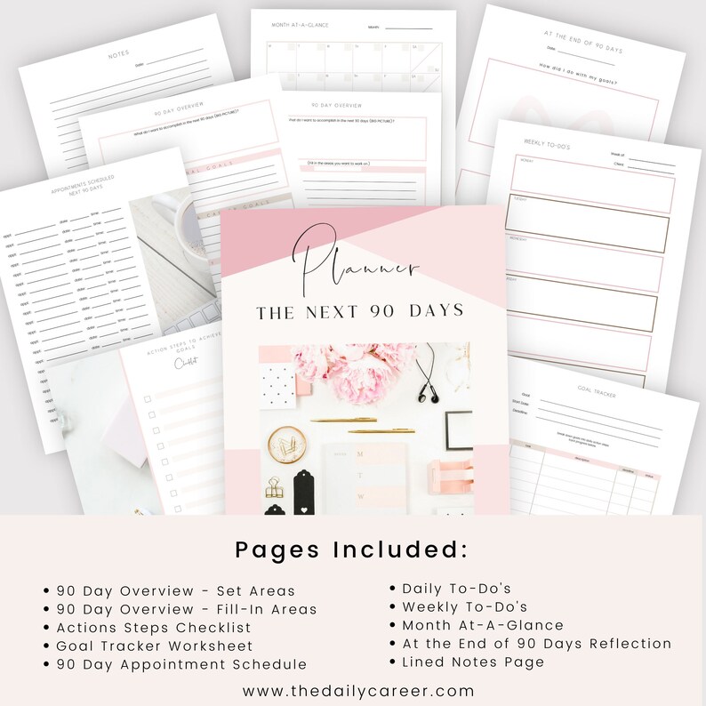 90 Day Goal Planner, Digital Download, Goal Setting Planner, Printable ...