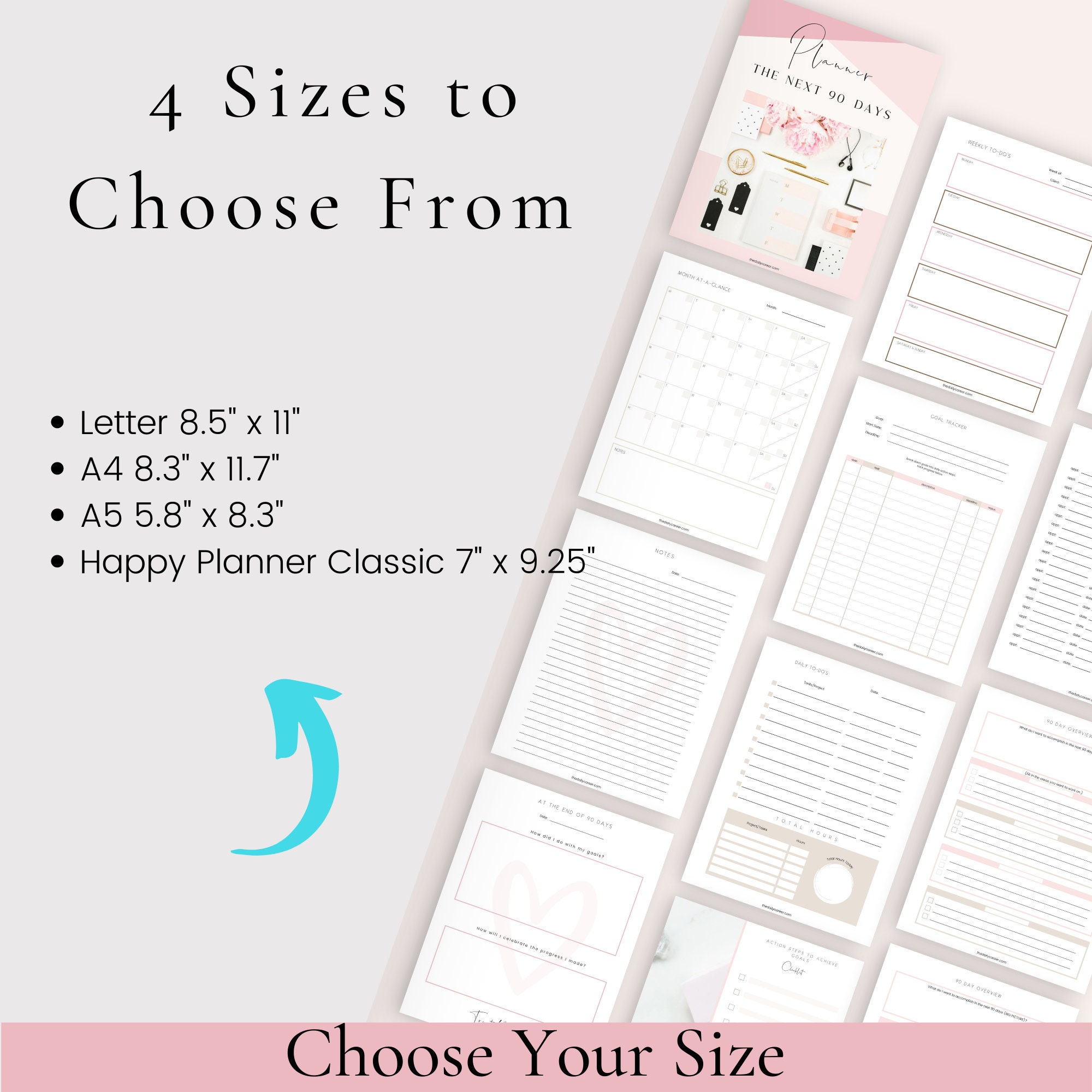 90 Day Goal Planner, Digital Download, Goal Setting Planner, Printable ...