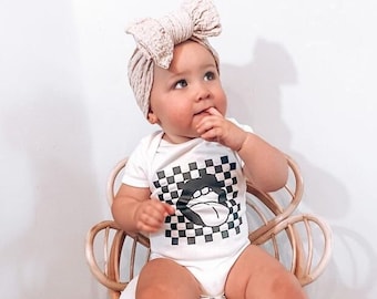 Checkered Tongue Onesie  / Retro Tee / Minimalist Onesie / Infant Onesie / Baby Girl Clothes / Toddler Girl Clothes / Baby Clothes / Infant