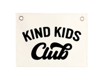 Kind Kids Club Banner / Canvas Wall Flag / Wall Art for Nursery / Modern Kids Room Decor / Kids Banner / Canvas Banner / Hippie / Retro