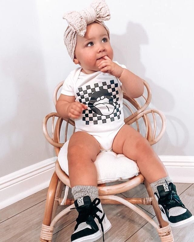 Checkered Tongue Onesie / Retro Tee / Minimalist Onesie / Infant Onesie /  Baby Girl Clothes / Toddler Girl Clothes / Baby Clothes / Infant