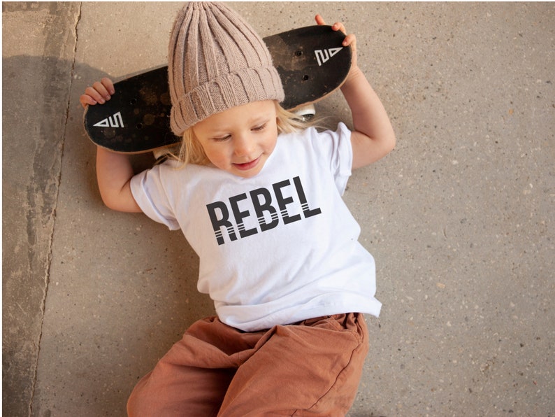 Rebel Kids T / Toddler Skater T / Hipster Kids Shirt / Minimalist Child T / Boy Clothes / 6 months 12 months 18 months 2T 3T 4T/ Toddler image 1