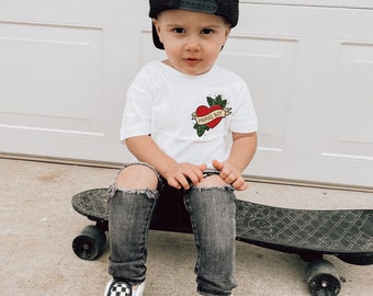 Toddler Boy Shirt / Boy Shirt / 6 12 18 24 2t 3t 4t xs s m l xl / Skater Shirt / Biker Shirt / Tattoo Shirt / Trendy Boy Shirt / Modern Boy