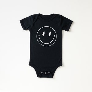 Lightning Bolt Smiley Face Shirt / Kids Tee / Toddler Boy / Infant Onesie / Baby / Minimalist Tee / Newborn 3 6 12 18 2T 3T 4T XS S M L XL image 3