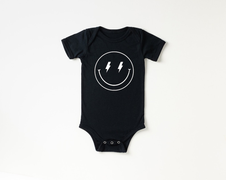 Lightning Bolt Smiley Face Shirt / Kids Tee / Toddler Boy / Infant Onesie / Baby / Minimalist Tee / Newborn 3 6 12 18 2T 3T 4T XS S M L XL image 3