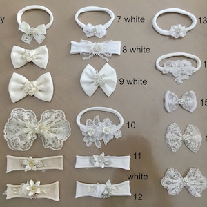 25 Styles Flower Girl Bows Christening Baptism Nylon Headbands Hair Clips Crystals Pearls Flowers Leaves Tulle Lace - Will Ship in 1-3 Days