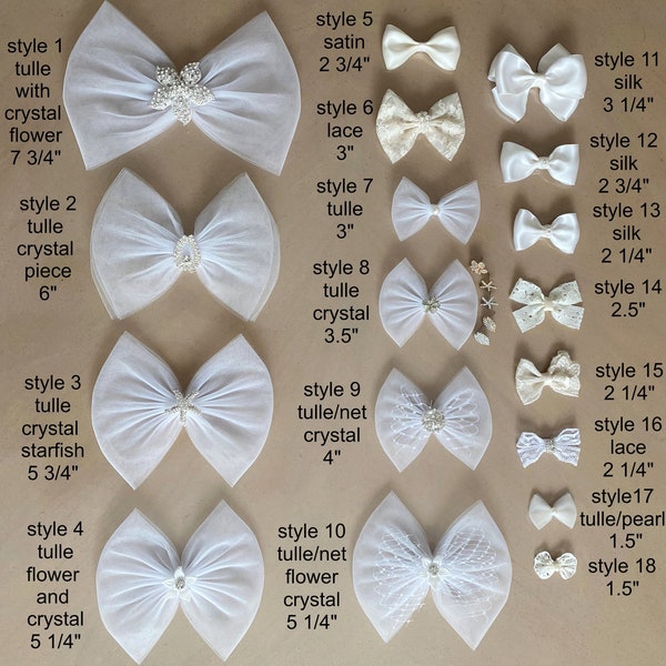 Flower Girl Hair Clips Baptism Nylon Headbands Tulle Silk Satin Lace Bows Christening Crystals Pearls First Communion Alligator Clip