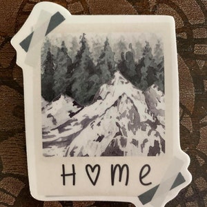 Home Polaroid sticker, pacific northwest Vinyl Sticker, PNW, mountain, Laptop ' Stickers, Girly Stickers, Hydroflask Stickers