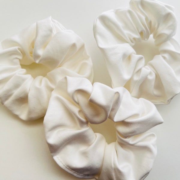 White Large Soft Cotton Scrunchies