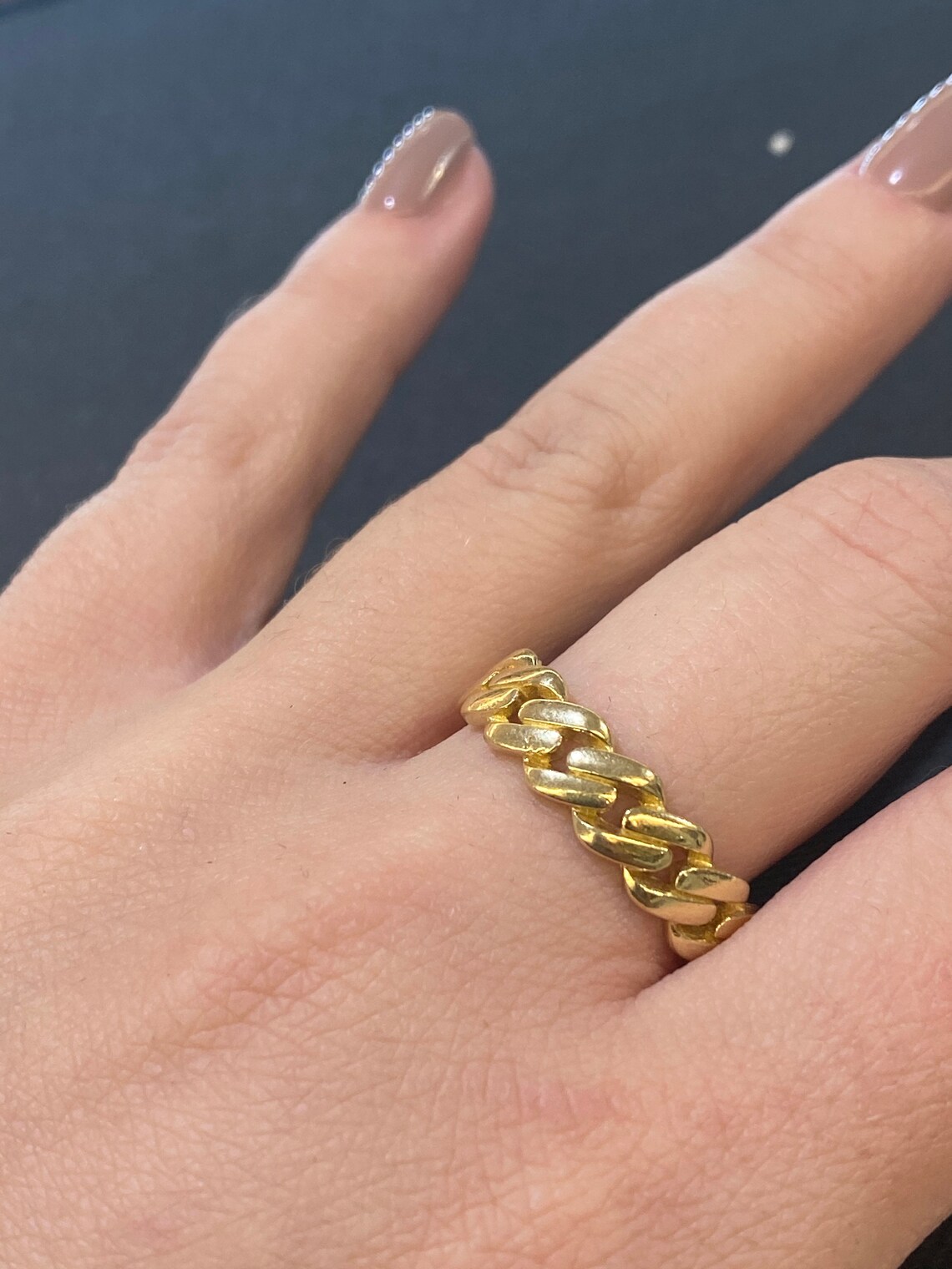Solid gold cuban link ring Clearance