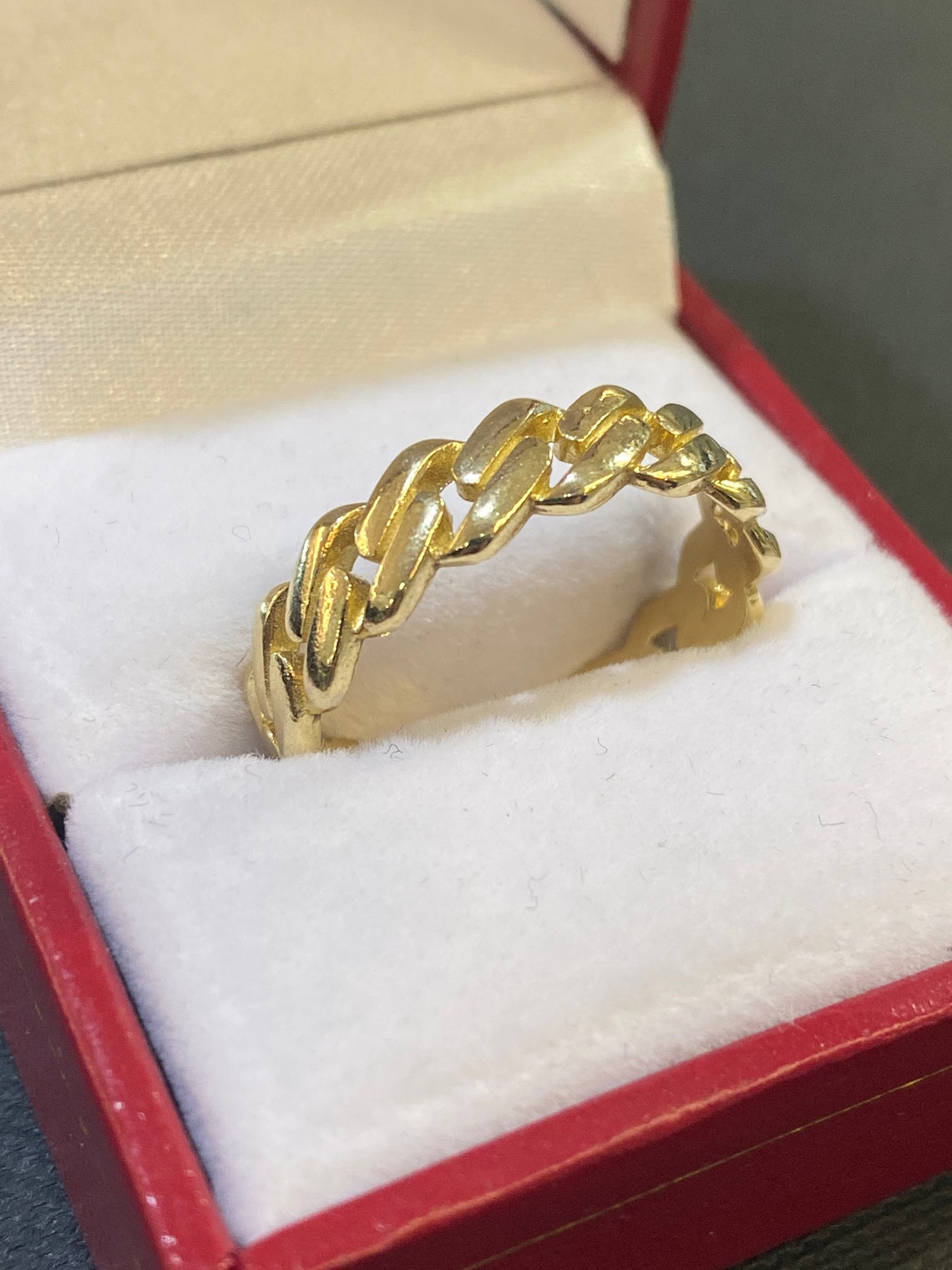 Solid gold cuban link ring Clearance
