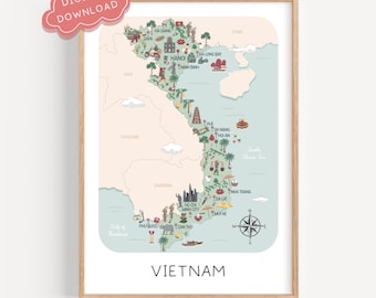 Vietnam War Conflict Wall Map Poster Military - Rolled 24