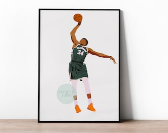 Giannis Antetokounmpo Poster - NBA Posters, Milwaukee Bucks - Greek Freak - Basketball - Milwaukee - Basketball Fan - Basketball Prints - 34