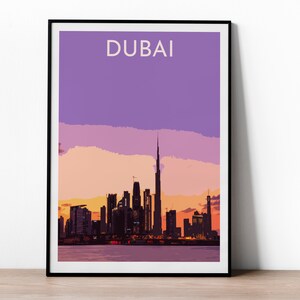 Dubai Print - Dubai poster - Dubai, UAE Wall Art Print | Travel Poster, Dubai skyline travel poster, Dubai photography travel poster
