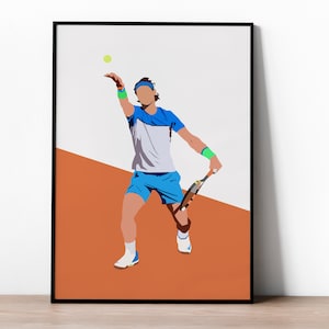 Rafael Nadal Poster - Tennis Posters, Roland Garros - Rafael Nadal serve - Tennis print - Nadal - Clay court