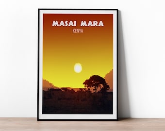 Masai Mara Print - Kenya poster - Africa Wall Art Print | Travel Poster, Africa travel poster, Africa photography travel poster