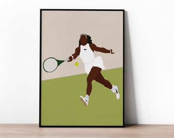 Serena Williams Poster - Tennis - Wimbledon - USA -Championship - Tennis print - Women's Tennis - Tennis poster - Grass court - Racket