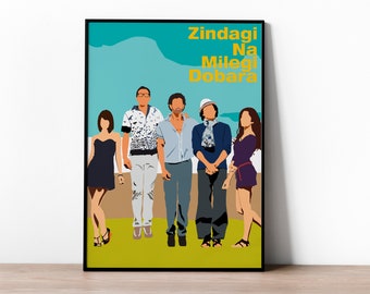 Zindagi Na Milegi Dobara - Bollywood - Bollywood posters - Hrithik Roshan - Katrina Kaif - Bollywood print - Hindi - Indian films - film