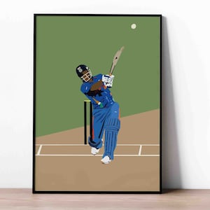 MS Dhoni-poster - krekel - krekelposters - India - Dhoni - Wereldbeker - Mahendra Singh Dhoni - Print - Indiase krekel - zes - Bharat-leger - finale